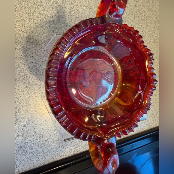 Vtg Westmoreland Ruby Red Sawtooth Point Glass Relish Candy dish - Picture 5 of 6